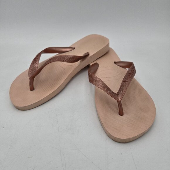 HAVAIANAS blush Pink Rubber Thong Flip Flop Sandals 39 40 9 10 Beach Bohemian - Picture 1 of 7
